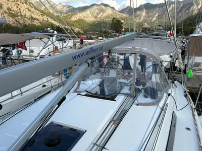 Deck of Sail Altair 1, a Beneteau Oceanis 34.1 sailboat at Marmaris, Turkey
