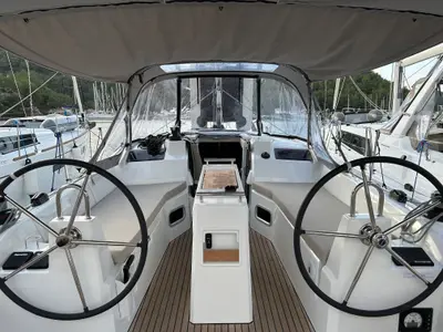 Cockpit of Sail Altair 1, a Beneteau Oceanis 34.1 sailboat at Marmaris, Turkey