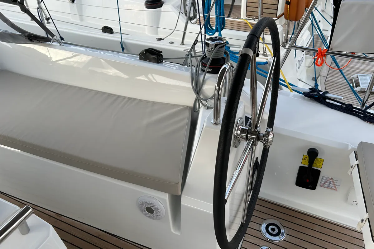 Cockpit of Sail Altair 1, a Beneteau Oceanis 34.1 sailboat at Marmaris, Turkey