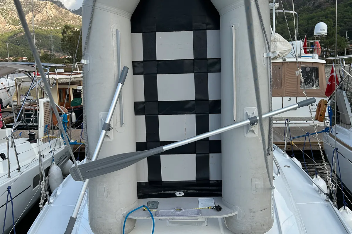 Deck of Sail Altair 1, a Beneteau Oceanis 34.1 sailboat at Marmaris, Turkey