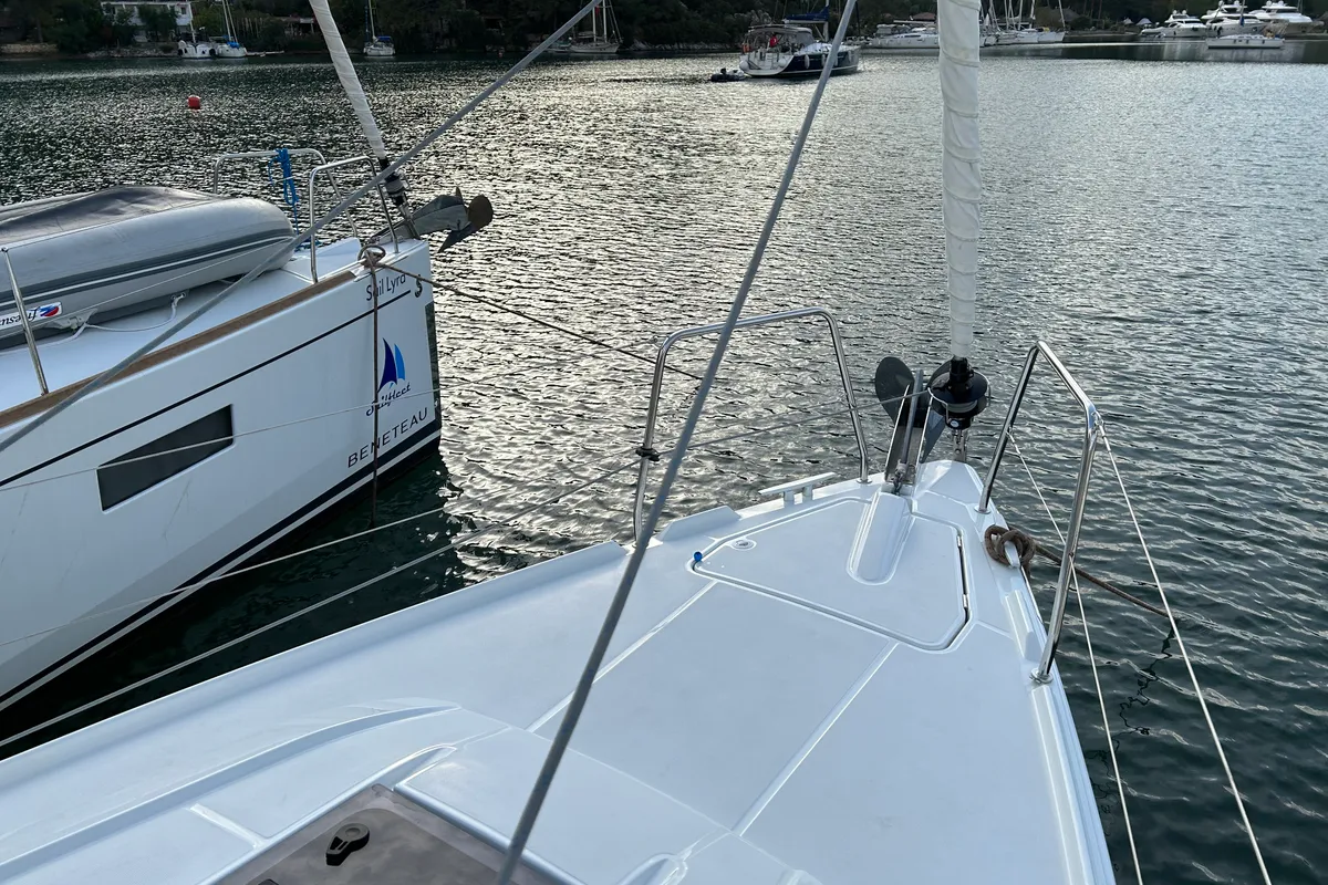 Deck of Sail Altair 1, a Beneteau Oceanis 34.1 sailboat at Marmaris, Turkey