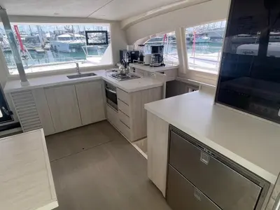 Galley of China Cat Sunflower II, a Leopard 40 catamaran at Road Town, British Virgin Islands