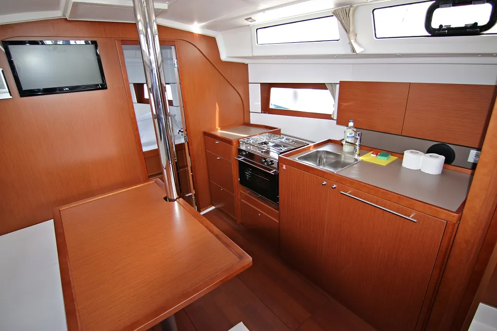 Galley of Aura, a Beneteau Oceanis 38.1 sailboat at Sukošan, Croatia