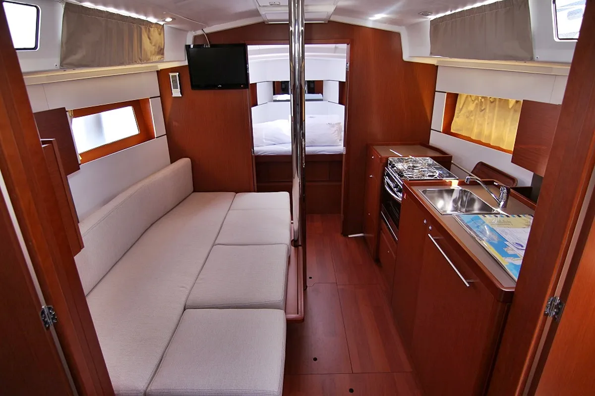 Salon of Aura, a Beneteau Oceanis 38.1 sailboat at Sukošan, Croatia