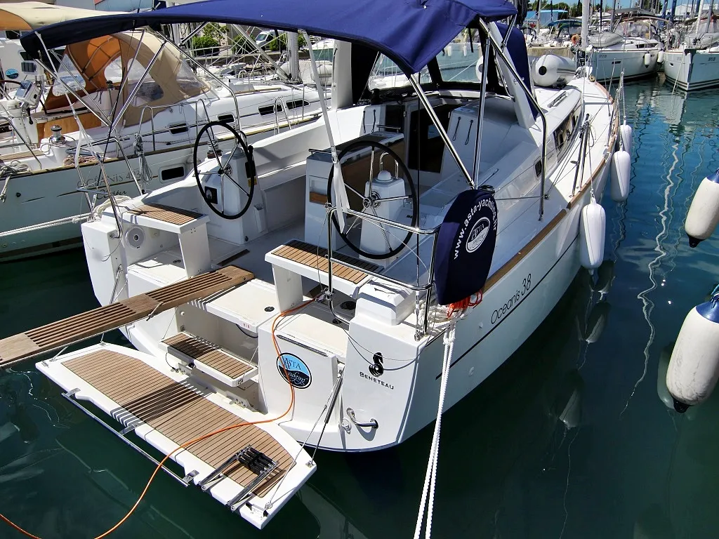 Cockpit of Aura, a Beneteau Oceanis 38.1 sailboat at Sukošan, Croatia