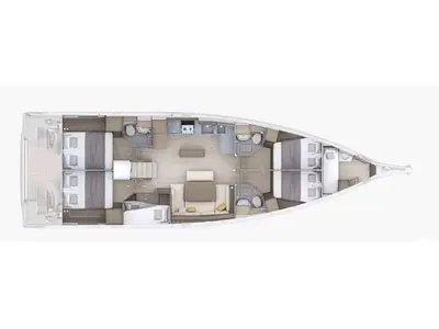 Floor plan of AIR, a Beneteau Oceanis 52 sailboat at Kontokali, Greece