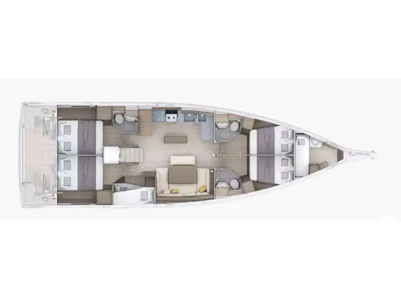 Floor plan of AIR, a Beneteau Oceanis 52 sailboat at Kontokali, Greece