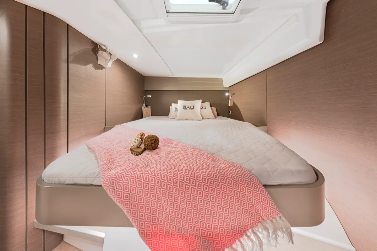 Cabin on Somnis, a Bali Catspace catamaran at Ibiza, Spain