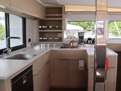 Galley of Piece of Mind, a Lagoon 46 catamaran at Parham Town, British Virgin Islands