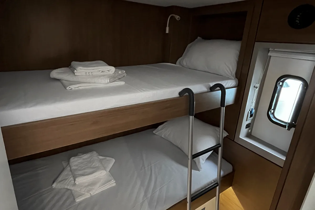Cabin on Enma, a Bali 4.6 catamaran at Athens, Greece