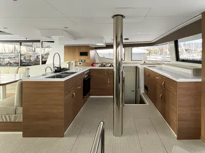Galley of Enma, a Bali 4.6 catamaran at Athens, Greece