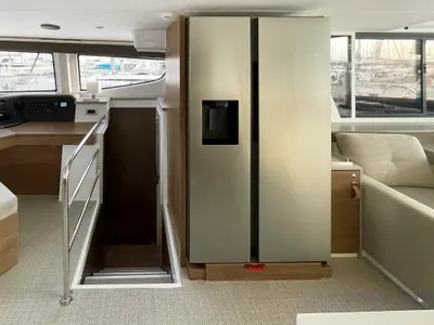 Salon of Enma, a Bali 4.6 catamaran at Athens, Greece