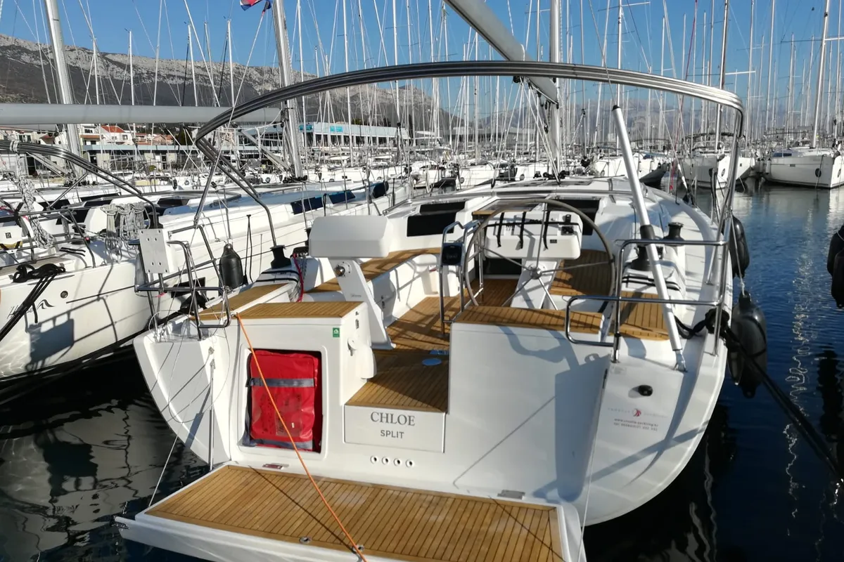 Chloe, a Hanse 458 sailboat at Grad Kaštela, Croatia