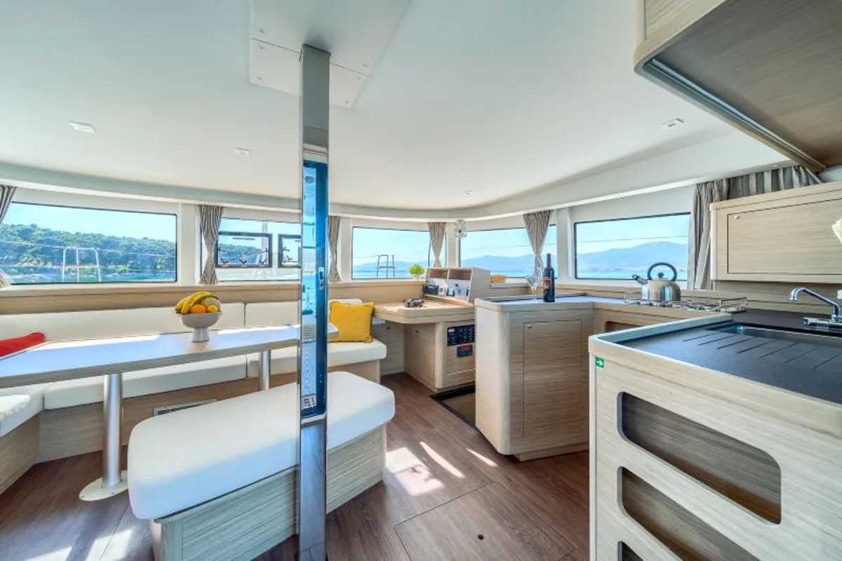 Galley of Olyntha, a Lagoon 42 catamaran at Kaštela, Croatia