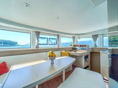 Salon of Olyntha, a Lagoon 42 catamaran at Kaštela, Croatia