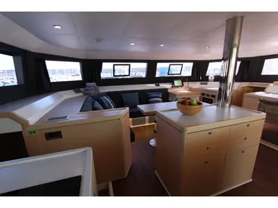 Salon of Angela, a Dufour Catamaran 48 catamaran at Salerno, Italy