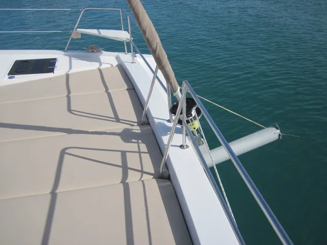 Deck of Maria Elena, a Bali 4.3 catamaran at Capo d'Orlando, Italy