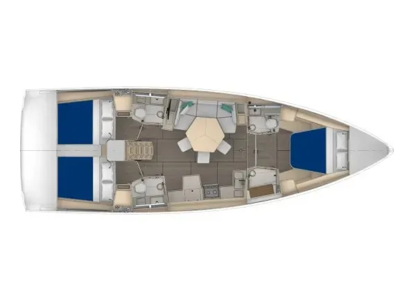 Floor plan of Dufour 44, a sailboat at Bois D'Orange, Saint Lucia