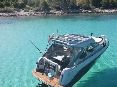 Valentina, a Grginić jahte Mirakul 30 motorboat at Grad Biograd na Moru, Croatia