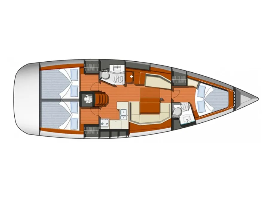 Floor plan of Black Pearl, a Jeanneau Sun Odyssey 42 i sailboat at Athens, Greece