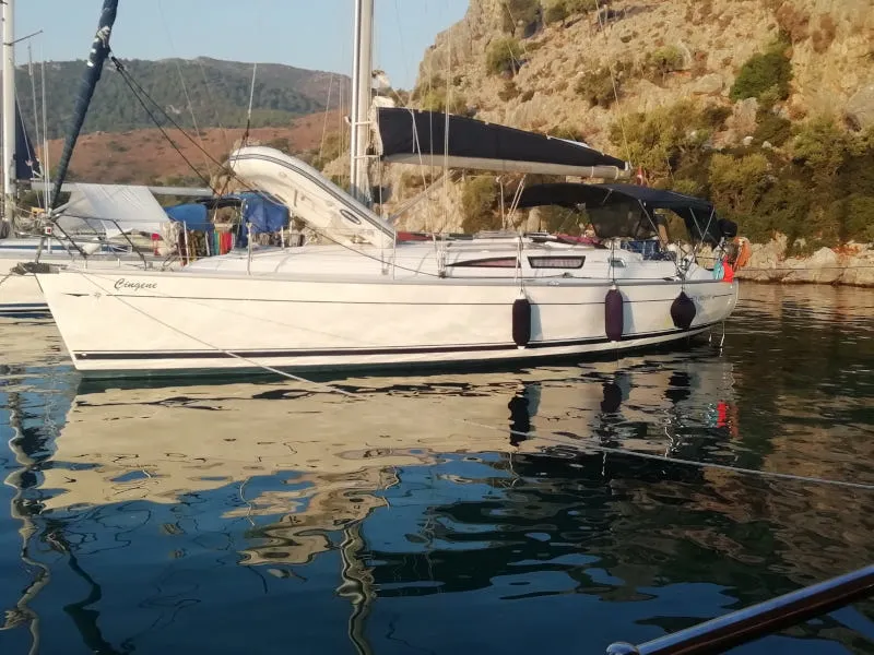 Exterior view of Cingene, a Jeanneau Sun Odyssey 40 sailboat at Marmaris, Turkey
