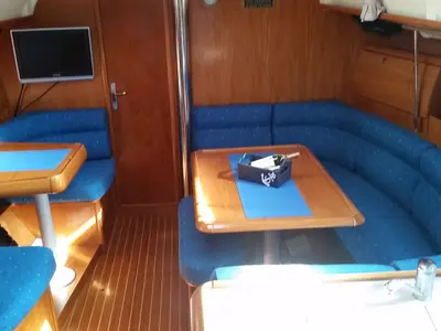Salon of Cingene, a Jeanneau Sun Odyssey 40 sailboat at Marmaris, Turkey