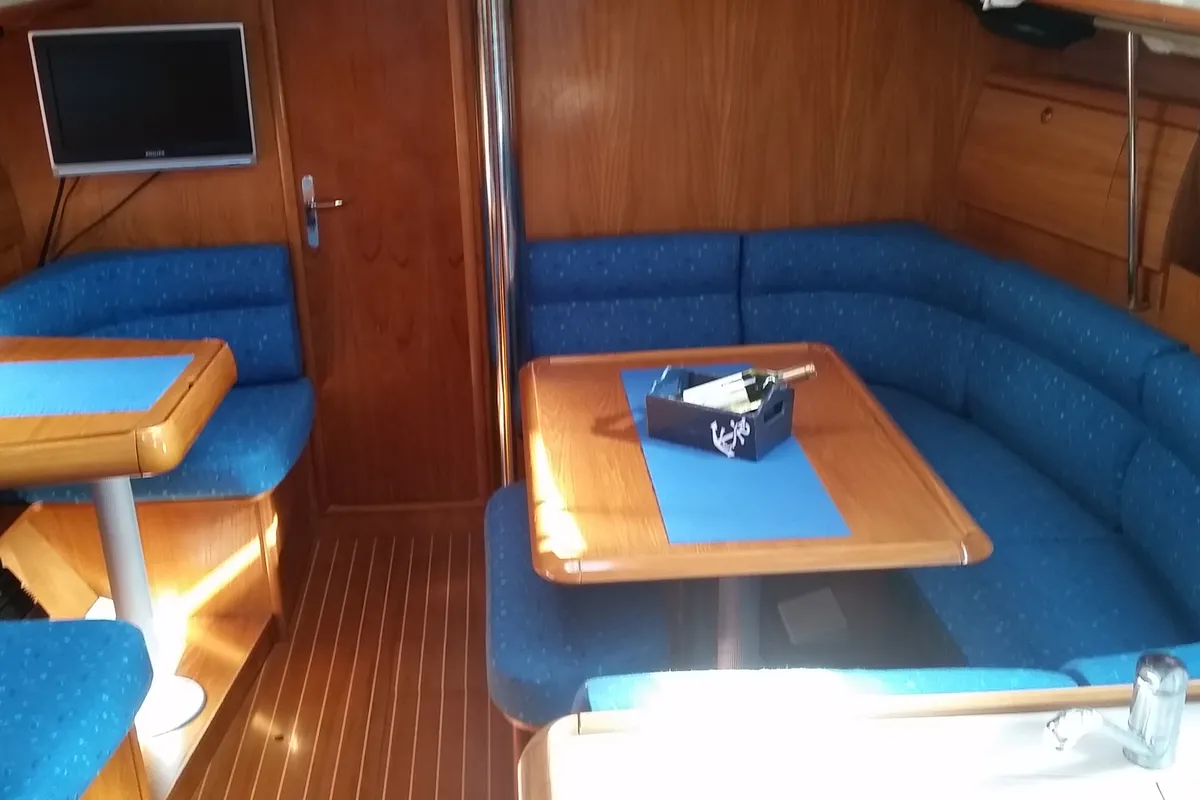 Salon of Cingene, a Jeanneau Sun Odyssey 40 sailboat at Marmaris, Turkey