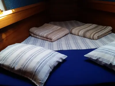 Cabin on Cingene, a Jeanneau Sun Odyssey 40 sailboat at Marmaris, Turkey