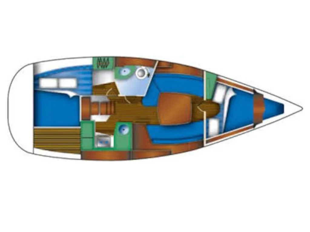 Floor plan of Carmen, a Jeanneau Sun Odyssey 32i sailboat at Grad Pula, Croatia