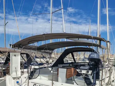 Cockpit of Galène, a Dufour 41 sailboat at Marseille, France