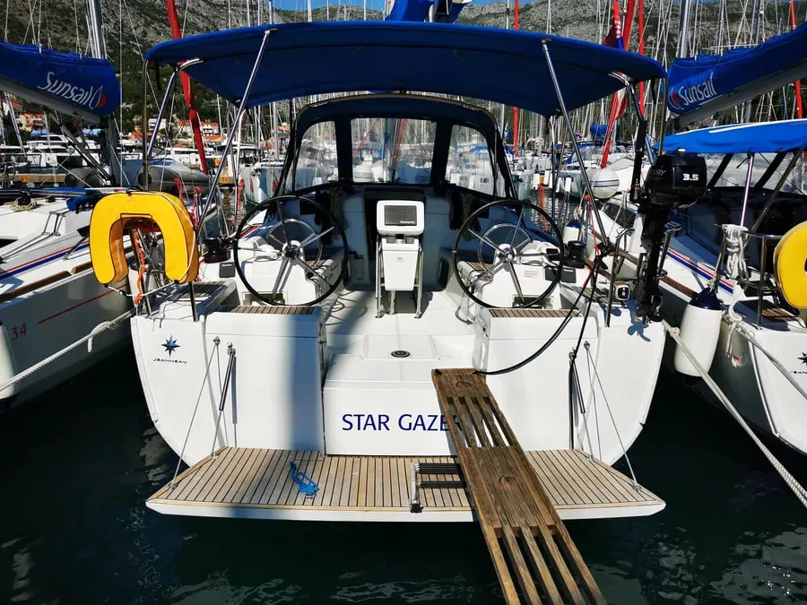 Exterior view of Star Gazer, a Jeanneau Sun Odyssey 419 sailboat at Grad Pula, Croatia