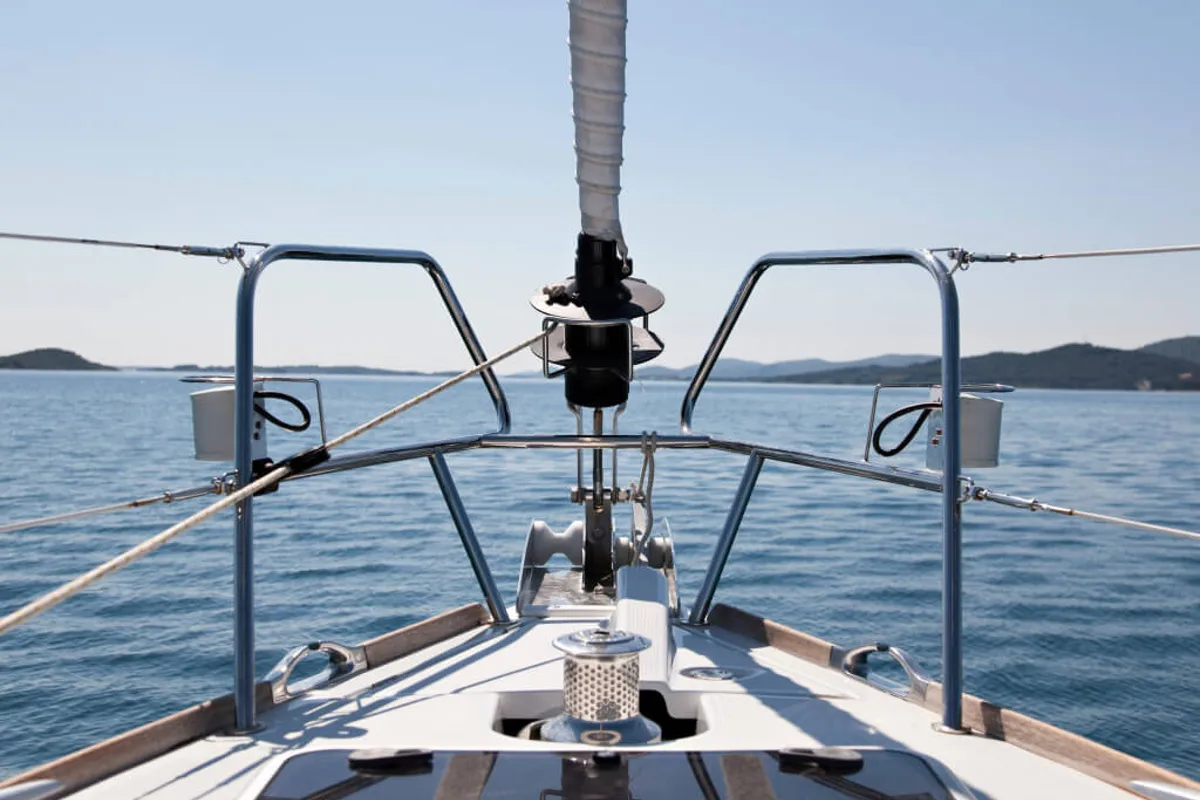 Deck of Star Gazer, a Jeanneau Sun Odyssey 419 sailboat at Grad Pula, Croatia