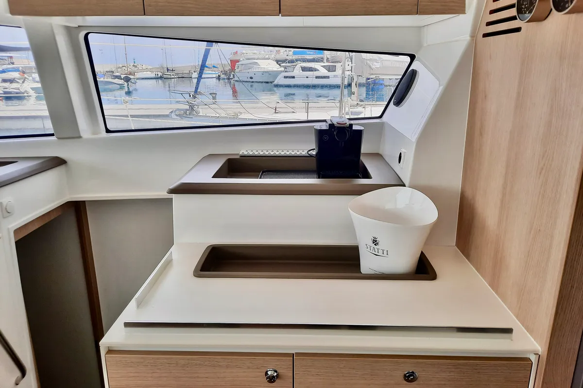 Galley of Negroni, a Bali 4.1 catamaran at Capo d'Orlando, Italy