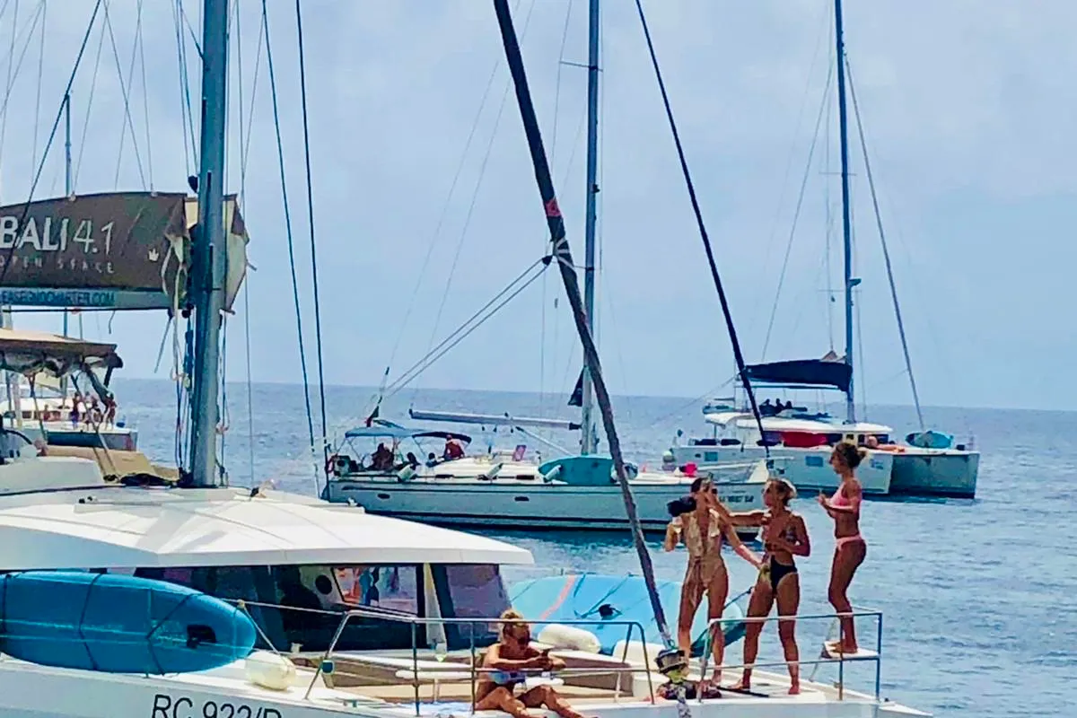 Exterior view of Negroni, a Bali 4.1 catamaran at Capo d'Orlando, Italy