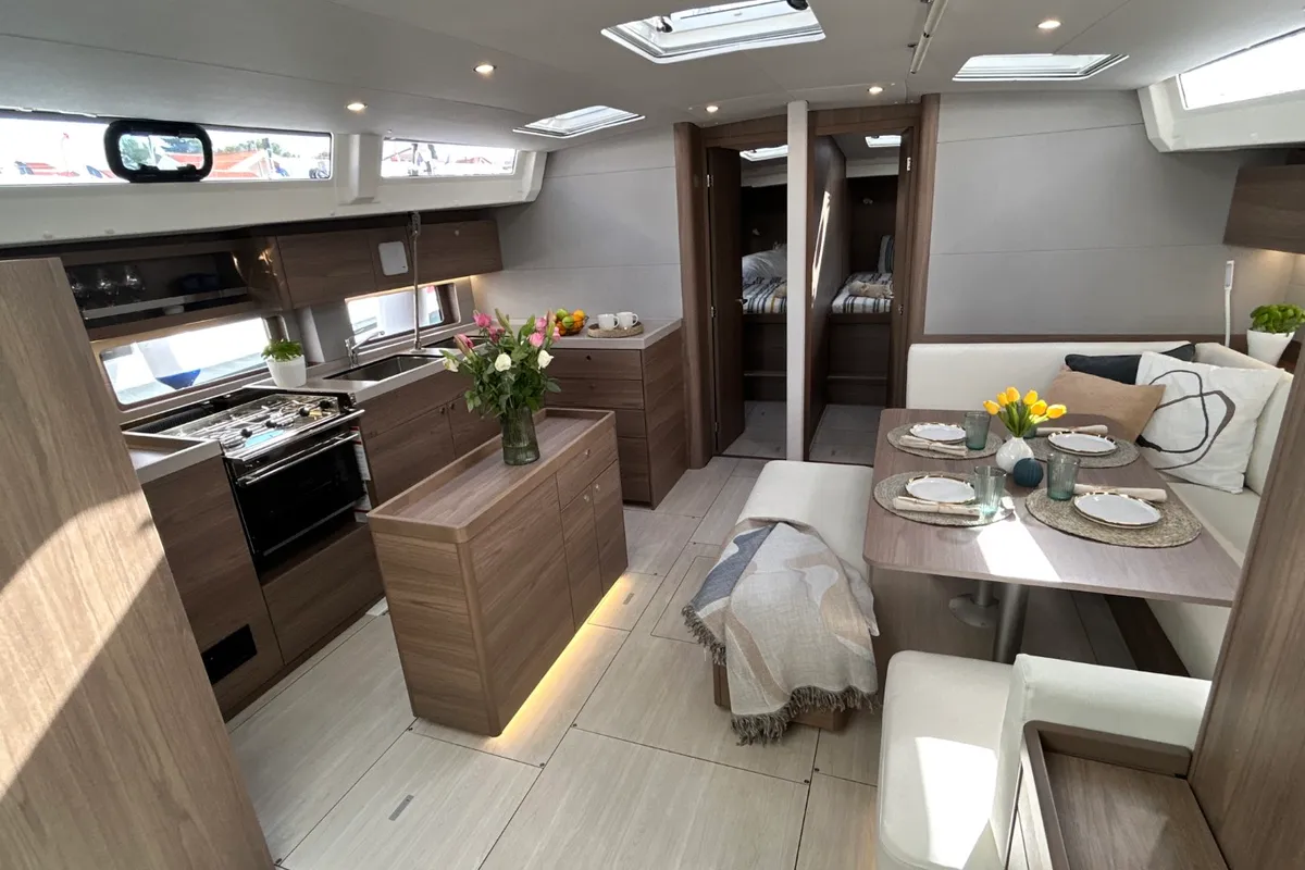 Galley of B-52, a Beneteau Oceanis 52 sailboat at Split, Croatia
