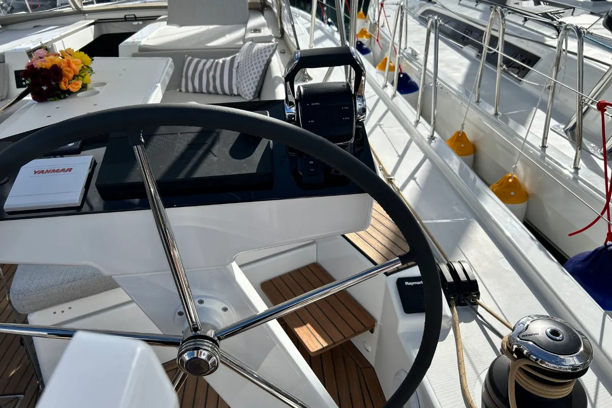 Cockpit of B-52, a Beneteau Oceanis 52 sailboat at Split, Croatia