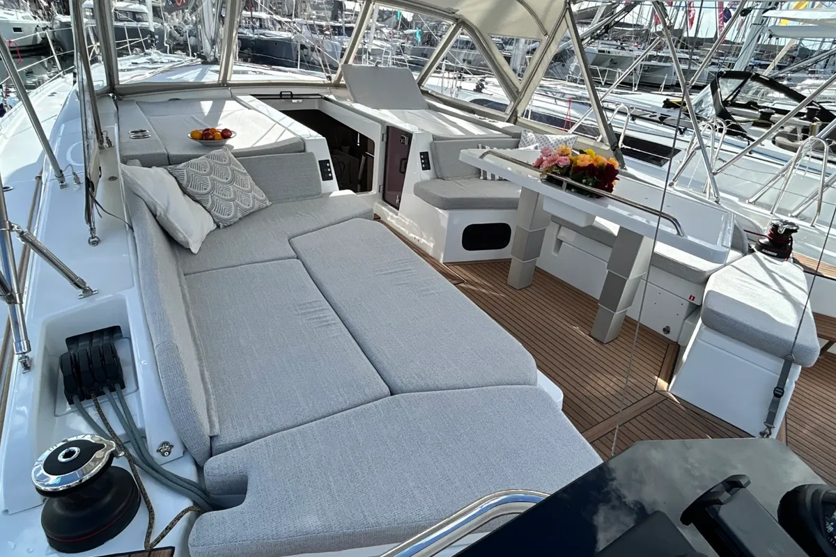 Deck of B-52, a Beneteau Oceanis 52 sailboat at Split, Croatia