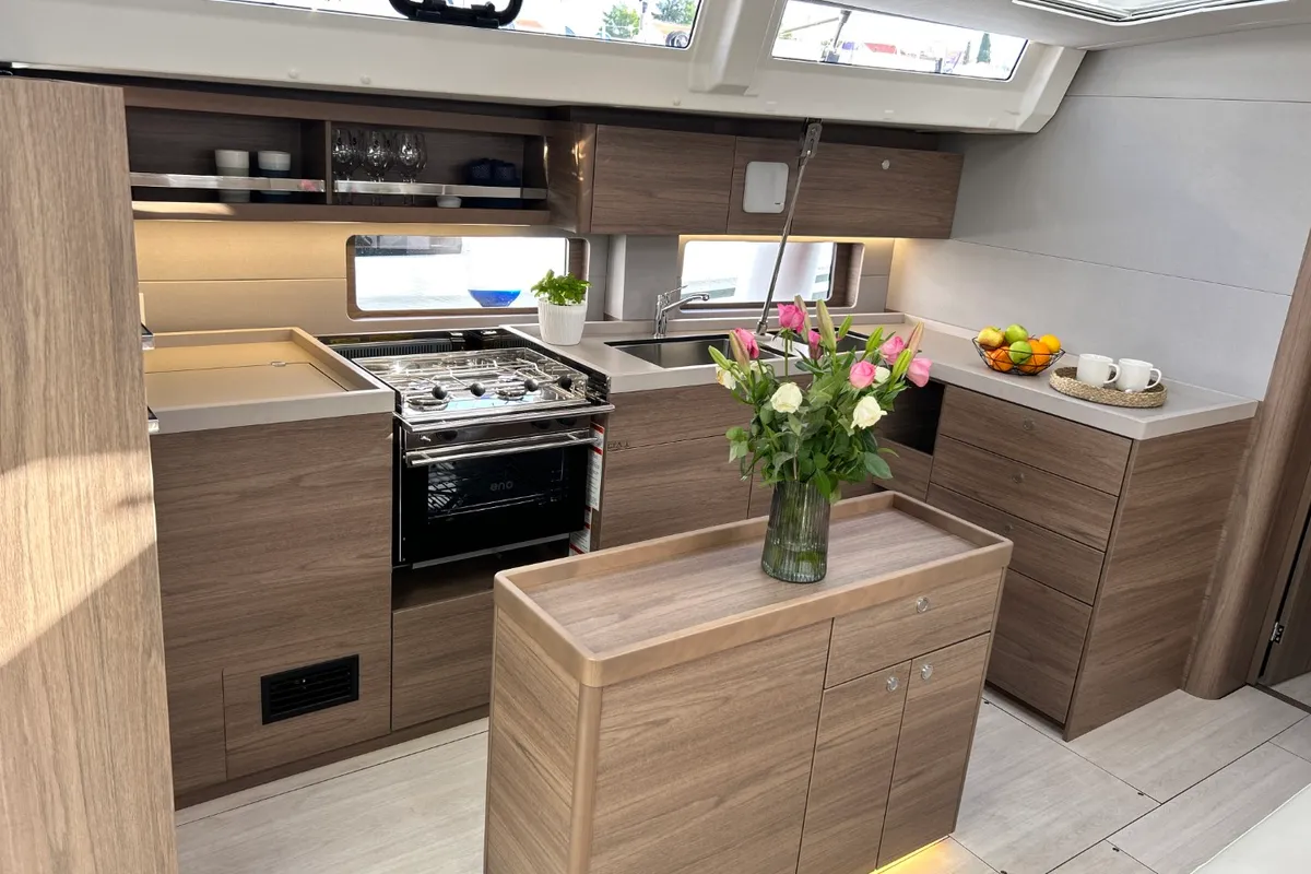 Galley of B-52, a Beneteau Oceanis 52 sailboat at Split, Croatia