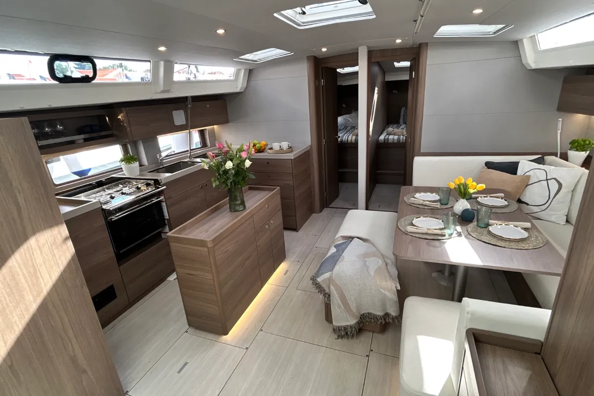 Salon of B-52, a Beneteau Oceanis 52 sailboat at Split, Croatia
