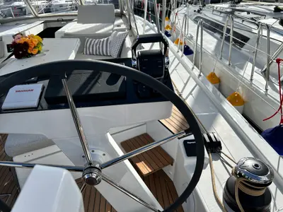 Cockpit of B-52, a Beneteau Oceanis 52 sailboat at Split, Croatia