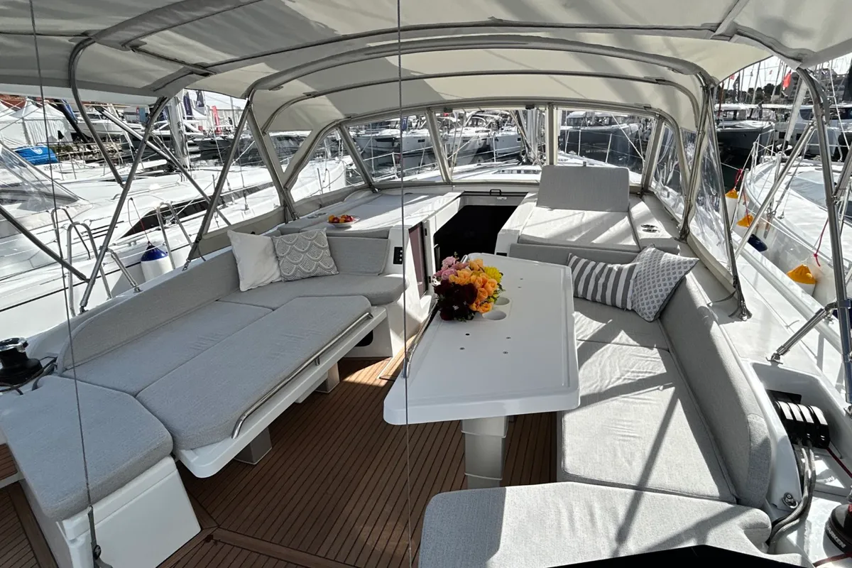 Deck of B-52, a Beneteau Oceanis 52 sailboat at Split, Croatia