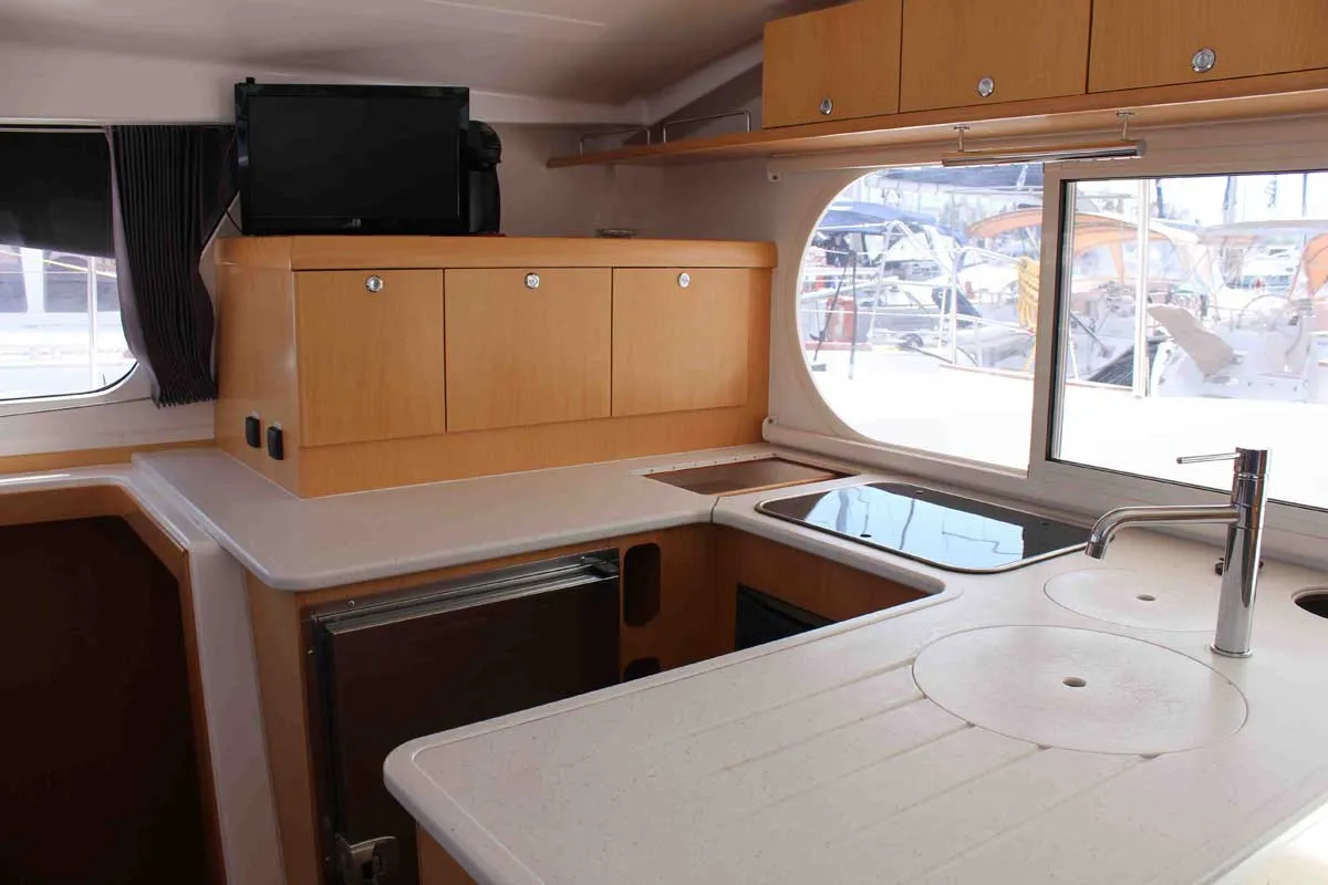 Galley of Starlight, a Nautitech 441 catamaran at Athens, Greece