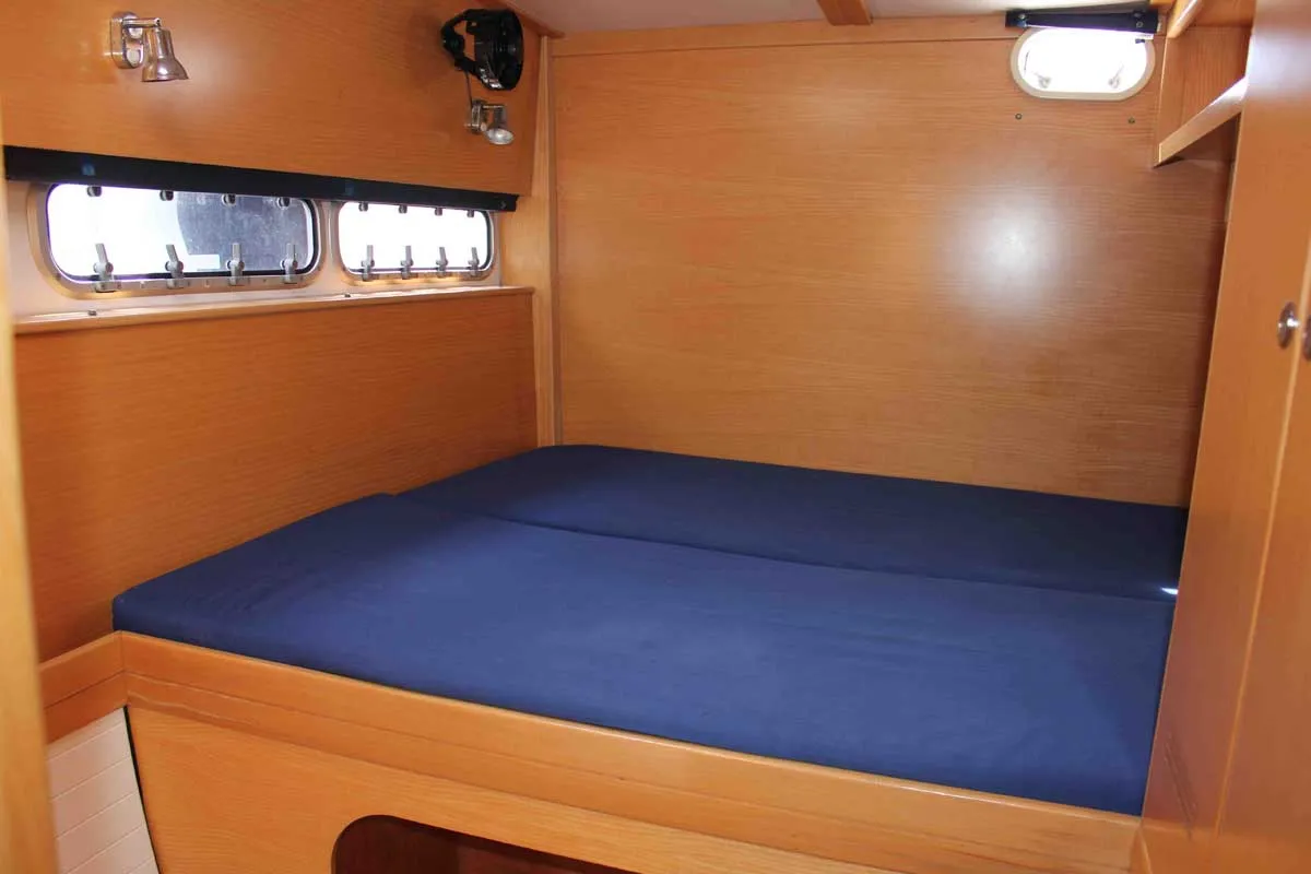 Cabin on Starlight, a Nautitech 441 catamaran at Athens, Greece
