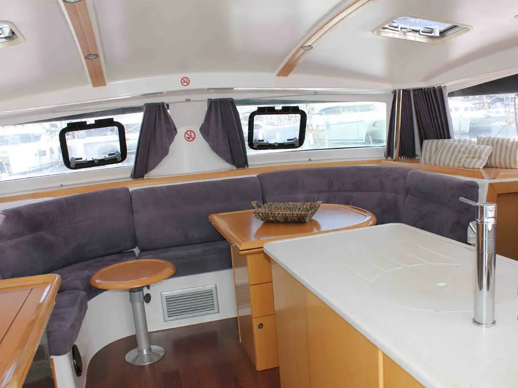 Salon of Starlight, a Nautitech 441 catamaran at Athens, Greece
