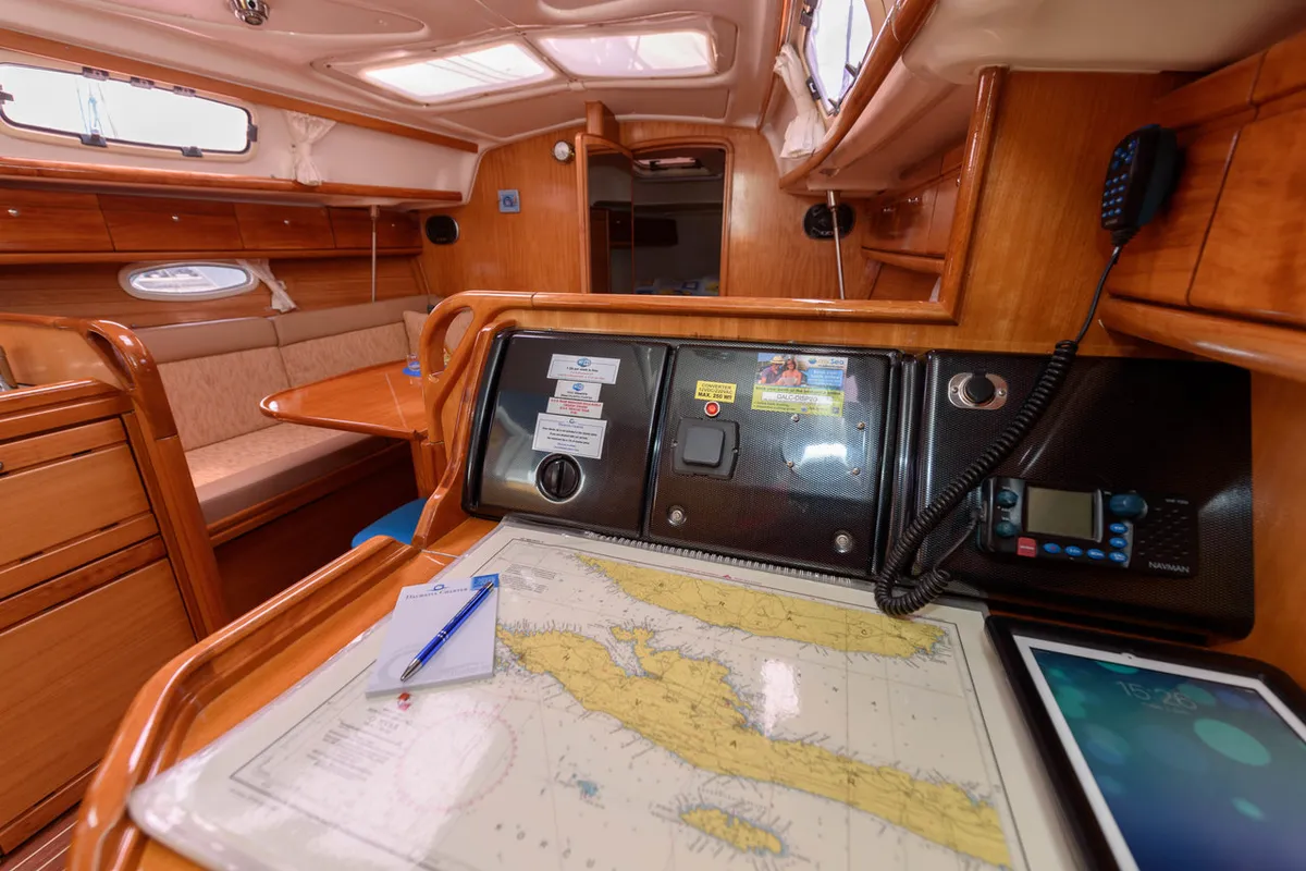 Dišpet, a Bavaria 33 Cruiser sailboat at Grad Trogir, Croatia