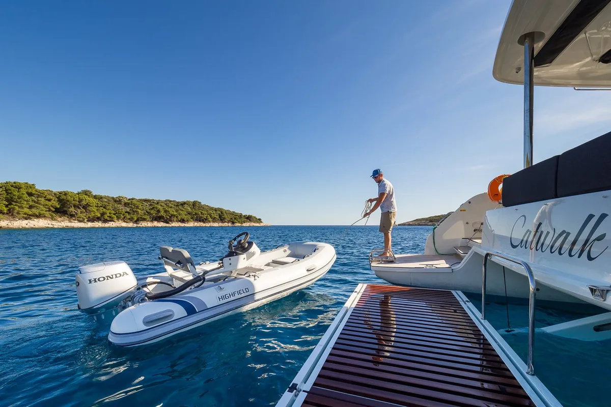 Catwalk, a Lagoon 51 OW catamaran at Grad Kaštela, Croatia