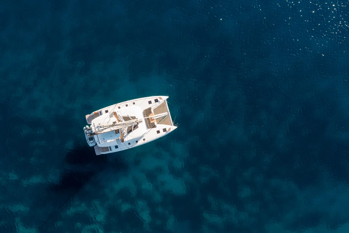 Exterior view of Catwalk, a Lagoon 51 OW catamaran at Grad Kaštela, Croatia