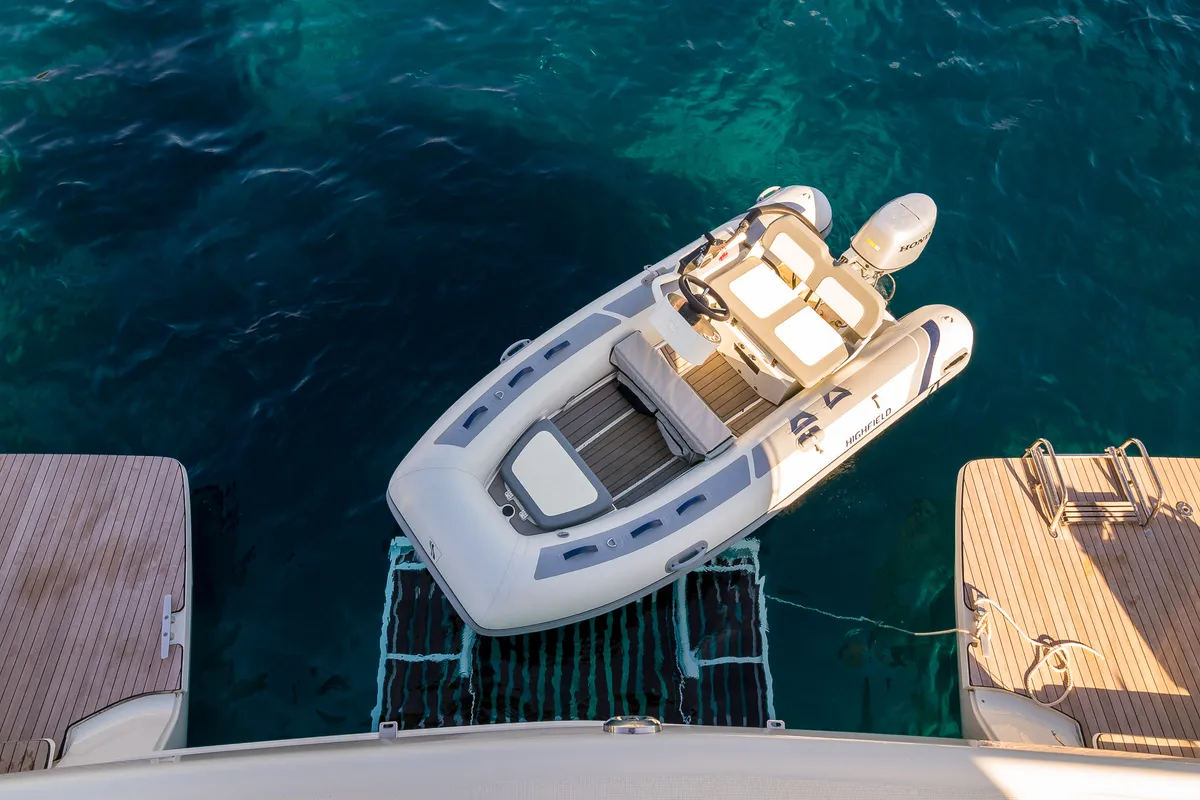 Deck of Catwalk, a Lagoon 51 OW catamaran at Grad Kaštela, Croatia