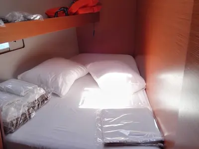 Cabin on Familia, a Dufour 460 Grand Large sailboat at Athens, Greece