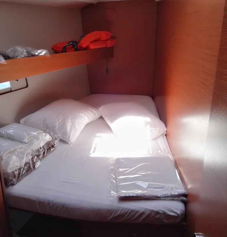 Cabin on Familia, a Dufour 460 Grand Large sailboat at Athens, Greece